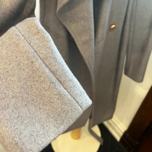 Ted Baker Midi Length Belted Wool Wrap Coat (Grey) - Picture 2 of 5